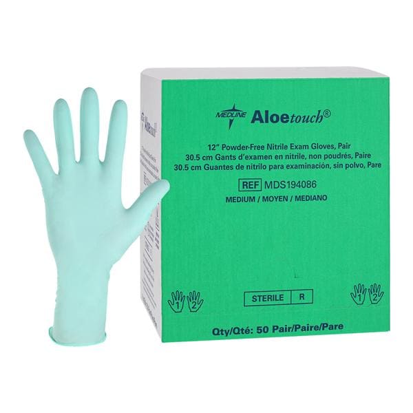 Medline Aloetouch Nitrile Exam Gloves Medium Green Sterile - Case of 200 Medline Aloetouch Nitrile Exam Gloves Medium Green Sterile - Case of 200